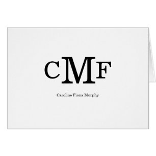 Classic Elegant Modern Simple 3 Monogram Initial Cards