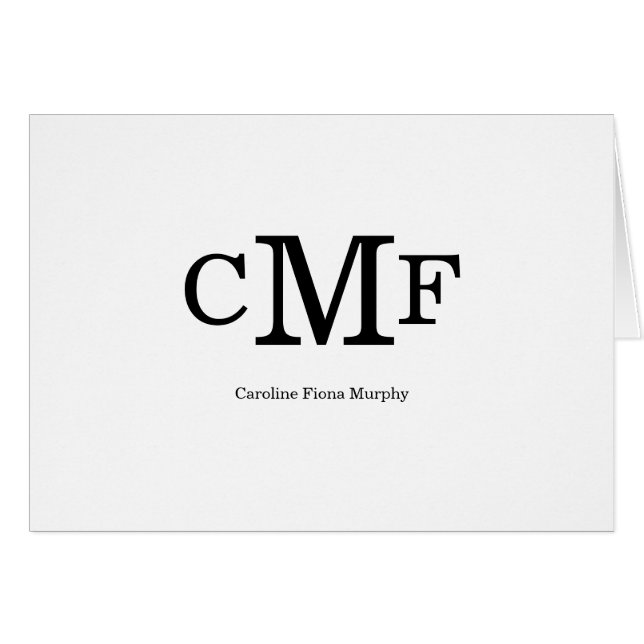 Classic Elegant Modern Simple 3 Monogram Initial Cards (Front Horizontal)