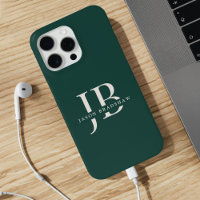Classic Elegant Monogram and Name Dark Green
