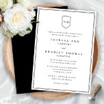 Classic Elegant Monogram Black Crest Wedding Invitation