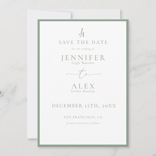Classic Elegant Monogram Save the Date Invitation (Front)
