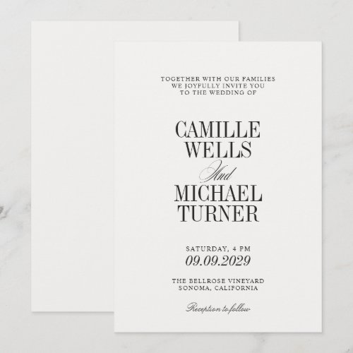 Classic Elegant Monogram Wedding Invitation