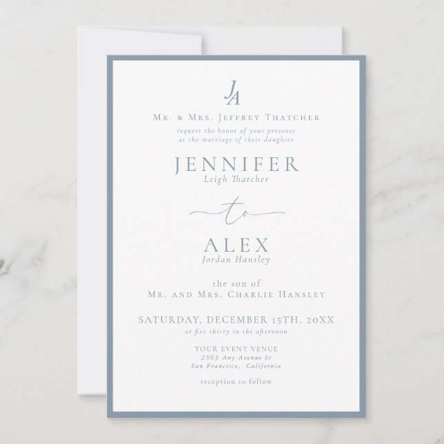 Classic Elegant Monogram Wedding Invitation (Front)