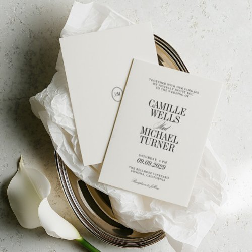 Classic Elegant Monogram Wedding Invitation