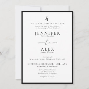 Classic Elegant Monogram Wedding Invitation