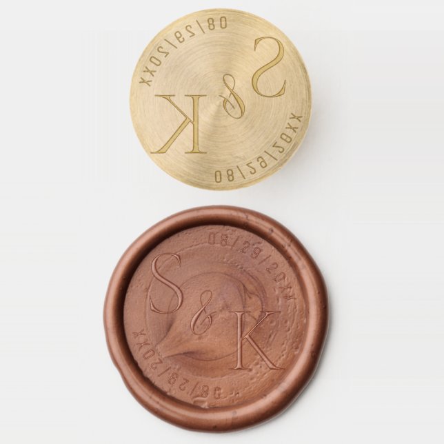 Classic Elegant Monogram Wedding Wax Seal Stamp (Stamped)