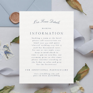 Classic Elegant Navy Blue Formal Wedding Enclosure Card