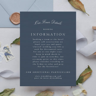 Classic Elegant Navy Blue Formal Wedding Enclosure Card