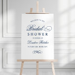 Classic Elegant Navy Blue Wedding Bridal Shower Foam Board<br><div class="desc">Formal navy blue wedding bridal shower welcome sign design features beautiful typography that combines a traditional flourished calligraphy script with classic block lettering. Includes a decorative scroll design accent. The custom text can be fully personalized for the future Mrs - her name and the bridal shower date. Please shop our...</div>