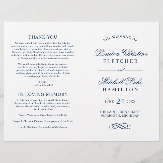 Classic Elegant Navy Blue Wedding Ceremony