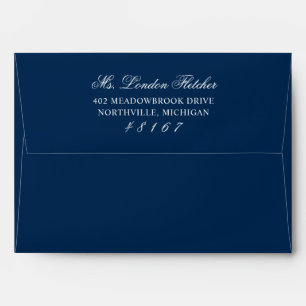 Classic Elegant Navy Blue Wedding Envelope