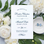 Classic Elegant Navy Blue Wedding Programs<br><div class="desc">Formal navy blue wedding ceremony program design features beautiful typography that combines a traditional flourished calligraphy script with classic block lettering. Includes a decorative scroll design accent. The custom text can be fully personalized for your wedding day. Note, these folded sheet programs arrive flat and require a center fold. Please...</div>