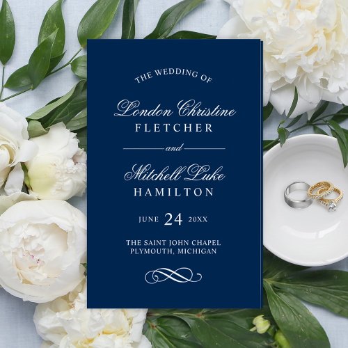 Classic Elegant Navy Blue Wedding Programs