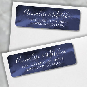 Classic Elegant Navy Blue Wedding Return Address Label