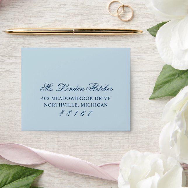 Classic Elegant Navy Blue Wedding RSVP Envelope (Wedding)