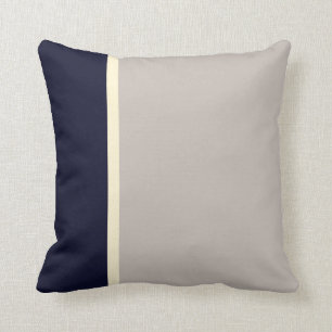 Classic Elegant Navy Gray Elegant Stripes  Throw Pillow