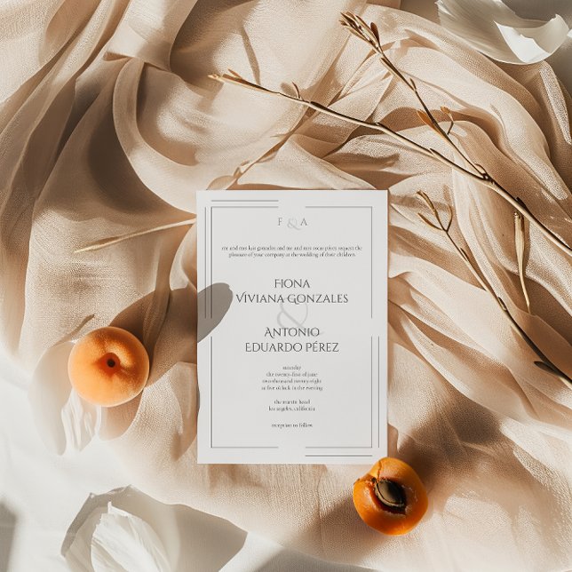 Classic Elegant Neutral Ampersand Monogram Wedding Invitation (Creator Uploaded)