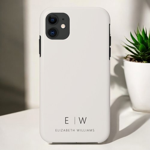 Classic Elegant Neutral Minimalist Monogram Name iPhone 11 Case