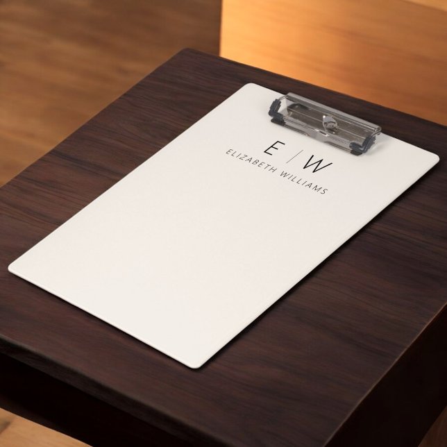 Classic Elegant Neutral Minimalist Monogram Name Clipboard (Creator Uploaded)