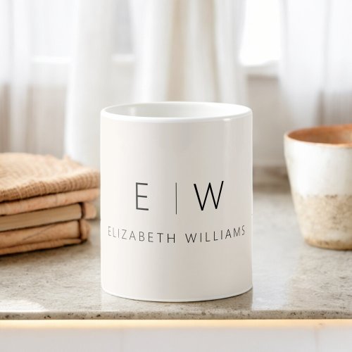 Classic Elegant Neutral Minimalist Monogram Name Coffee Mug