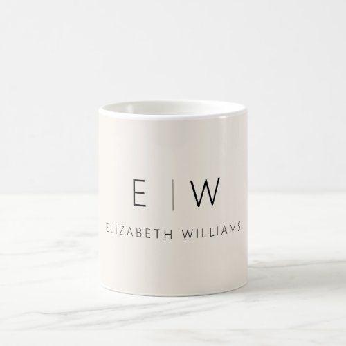 Classic Elegant Neutral Minimalist Monogram Name Coffee Mug