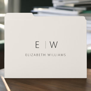 Classic Elegant Neutral Minimalist Monogram Name File Folder