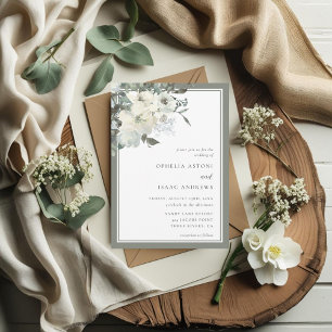 Classic Elegant Olive Green Floral Wedding Invitation