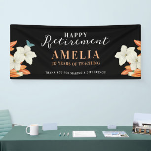 Classic Elegant Orange Black Retire Lily Floral Banner