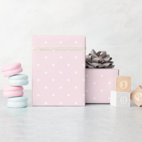 Classic Elegant Pastel Pink and White Polka Dots Wrapping Paper