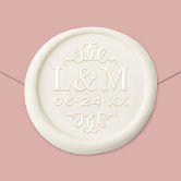 Laurel Leaves Double Initials Wedding Custom Self-Adhesive Wax Seal Stickers  - Personalized Elegance for Invitations, Favors, and More