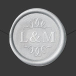 Classic Elegant Personalized Wedding Monogram Wax Seal Sticker<br><div class="desc">Custom wax seal design for wedding invitations features beautiful typography with classic block lettering. The custom monogram text can be personalized with the bride and groom first name initials. Design is framed by an elegant scroll frame.</div>