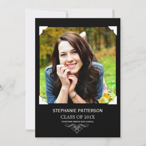 Classic Elegant Photo Graduation Invitation Black