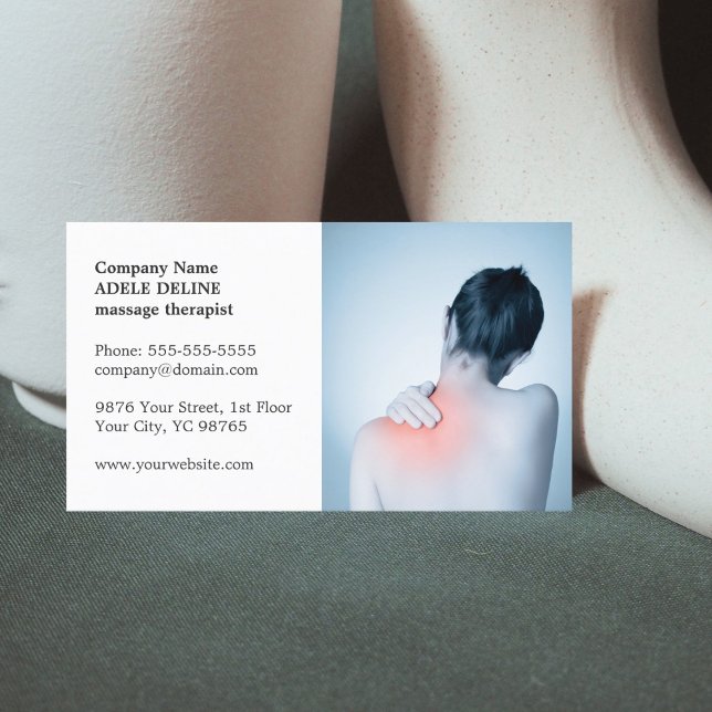 Classic Elegant Photo Massage Therapist Business Card (Creator Uploaded)