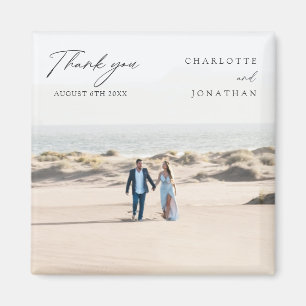 Classic Elegant Photo Wedding Favors Thank You Magnet