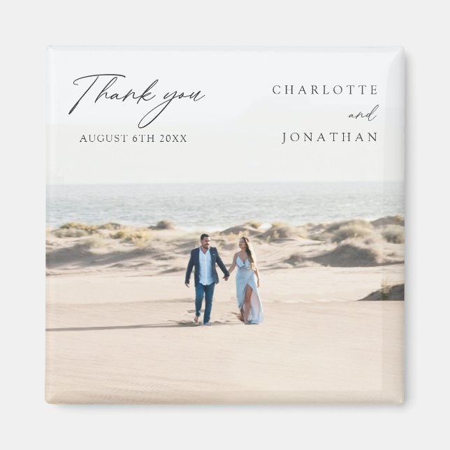 Classic Elegant Photo Wedding Favors Thank You Magnet (Front)