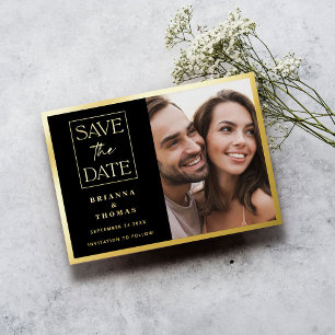 Classic Elegant Photo Wedding Save the Date Gold Foil Invitation