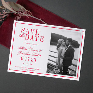 Classic elegant photo wedding save the date  letterpress photo cards