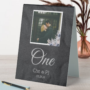 Classic Elegant Photo Wedding  Table Tent