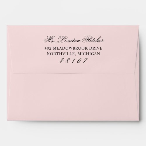 Classic Elegant Pink and Black Wedding Mailing Envelope