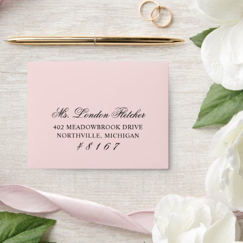 Classic Elegant Pink and Black Wedding Response Envelope