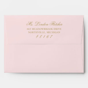 Classic Elegant Pink and Gold Wedding Envelope