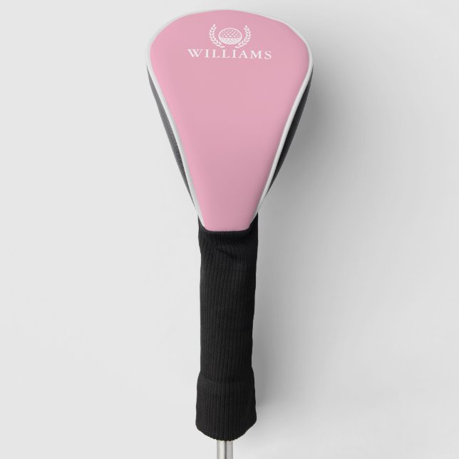 Classic Elegant Pink Personalized Name Monogram Golf Head Cover (Front)