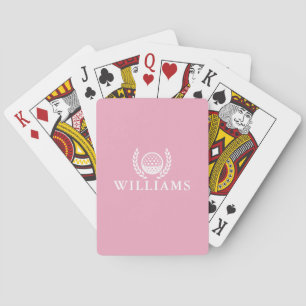 Classic Elegant Pink Personalized Name Monogram Poker Cards