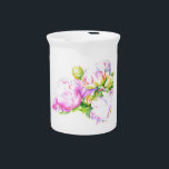 Classic elegant pink white peony floral watercolor drink pitcher<br><div class="desc">Beautiful,  elegant and romantic is this pink and white original watercolor peony painting.</div>