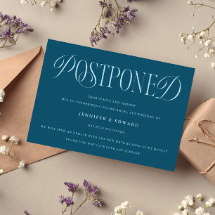 Classic Elegant Postponed Wedding Update Teal Invitation