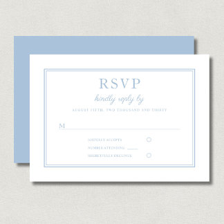 Classic Elegant Powder Blue Script Wedding RSVP Card