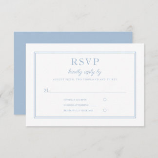 Classic Elegant Powder Blue Script Wedding RSVP Card