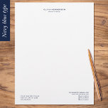 Classic & Elegant Professional Business Navy Blue Letterhead<br><div class="desc">Create a professional appearance with this classic business letterhead. A combination of traditional serif type on crisp white paper adds to the feeling of luxury. Personalize the template with your name, profession, and contact information. All the text can be customized or deleted so you can include the information you want....</div>