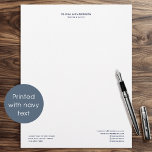 Classic & Elegant Professional Business Navy Blue Letterhead<br><div class="desc">Create a professional appearance with this classic business letterhead. A combination of traditional serif type on crisp white paper adds to the feeling of luxury. Personalize the template with your name, profession, and contact information. All the text can be customized or deleted so you can include the information you want....</div>