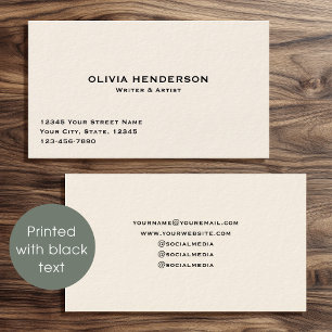 Classic & Elegant Professional Cream Business Card